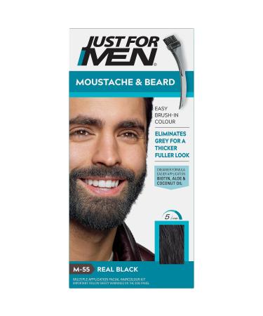 Just For Men Black Beard and Mustache Paint, Removes Gray Hair and Gives a Thicker, Fuller Look, M55
