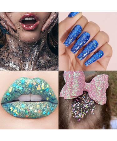 Holographic Chunky & Fine Glitter Mix - 45 Colors | Festival Sequins & Powder for Face, Body, Hair, Nails | Iridescent Flakes for Resin & Tumblers - Cosmetic Grade - Buy Online on GoSupps.com