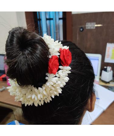 Pretty Charming Artificial Hair Gajra - Set of 6 (3 Red & 3 White) - Buy Online on GoSupps.com