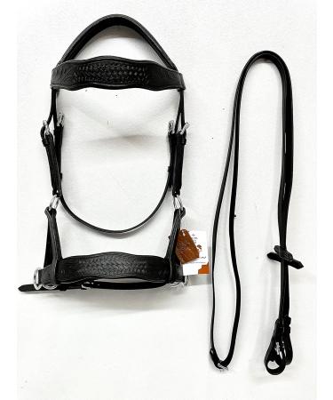 Amazing Horse Stuff Sidepull Bridle - Designer Hand Carving Curved Riding Straps | Full Cob Pony - International Shipping Available - Buy Online on GoSupps.com