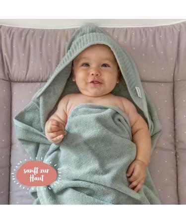 Ehrenkind Hooded Towel | Soft Organic Cotton Baby Bath Towel (100x100 cm) | Light Gray | Perfect Newborn Gift & Initial Equipment for Children - Buy Online on GoSupps.com