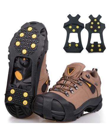 Ice Snow Cleats for Shoes Boots,Walk Traction Cleats Rubber Crampons Anti Slip 10-Stud Winter Ice Cleat Slip-on Stretch Footwear for Women Men Kids large(7-9.5 men/8.5-11 women)