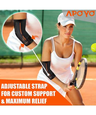 APOYO Elbow Brace - Compression Sleeve for Tennis & Golfer Elbow, Tendonitis Relief, Adjustable Strap for Weightlifting & Arthritis - Men & Women - Buy Online on GoSupps.com
