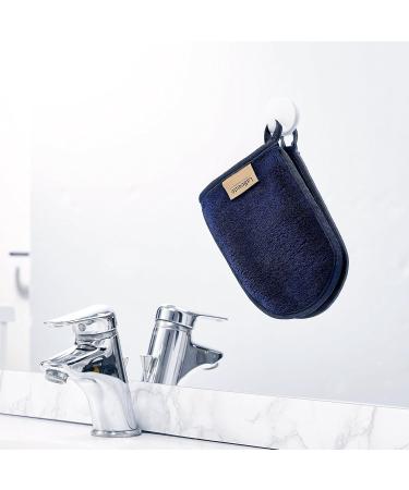 LaBeaut Makeup Remover Glove (2 pieces) Facial Cleaning Cloth Spa Microfiber Wash Mitt Washable and Reusable (20x13 cm navy-blue) - Buy Online on GoSupps.com