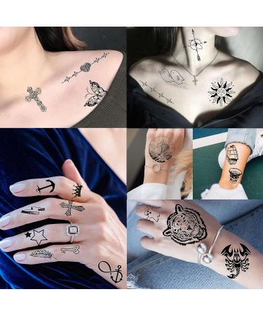 52 Tiny Small Temporary Tattoos for Kids & Adults - Tribal Animals, Butterflies, Anchors, Compass, Flowers - 3D Fake Tattoo Stickers for Neck, Arm, Hands - Cute Face Tattoo Kits - Buy Online on GoSupps.com