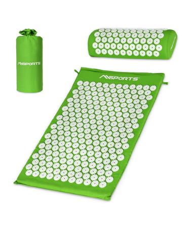 Acupressmate Premium acupressure set - including acupressure mat pillow bag & workout app cover from 100% cotton solution of tension i massage mat (linden green)