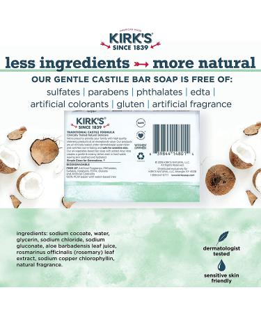 Kirk's 100% Premium Coconut Oil Castile Soap - Aloe Vera, 3 Bars (4 oz Each) - Gentle & Soothing - Buy Online on GoSupps.com