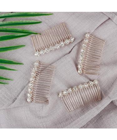 4 Pack Rhinestone Flower Hair Combs for Women - Wedding Bridal Jewelry Clips (Rose Gold) - Buy Online on GoSupps.com