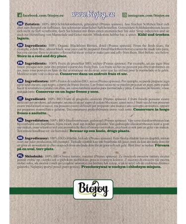 Biojoy Organic blackthorn fruits (250 g) dried and whole ideal for tea and infusion (Prunus spinosa) - Buy Online on GoSupps.com