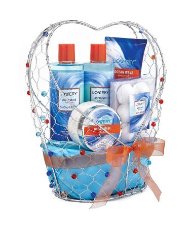Buy Birthday Gifts for Her | Home Spa Gift Baskets | Ocean Wave Spa Set - 11pc Bath and Body Gift Basket for Women & Men - Buy Online on GoSupps.com