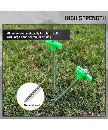 10pc Galvanized Metal Tent Stakes with Wooden Handle Rubber Mallet - Heavy Duty Camping Accessories - Buy Online on GoSupps.com