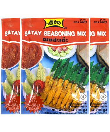 Lobo Thai Satay Seasoning Mix (Marinate Seasoning & Peanut Sauce Mix) Pack of 3