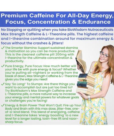 Max Strength Caffeine L Theanine Pills (200mg/500mg) - No Jitters Peak Energy, Focus, Performance, Alertness - Caffeine Pills & L-Theanine Capsules, No Crash & Drowsiness, Potent Supplement, 60 Count 60 Count (Pack of 1) - Buy Online on GoSupps.com
