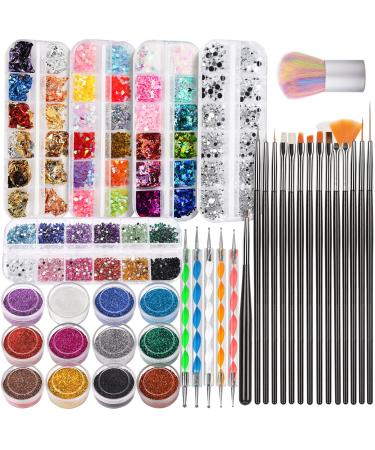 Nail Art Brush, FANDAMEI Nail Design Tools Kit with Nail Art Brushes, Nail Dotting Tools,Fine Glitter,Nail Butterfly, Nail Heart Sequins, Foil Flakes, Nail Art Rhinestones, Nail Art Decoration Kit. B-Black - Buy Online on GoSupps.com
