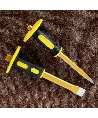 2 Pack 12 Inch Heavy Duty Cold Chisel Set with Hand Protection Flat and Pointed Head Tile Concrete Chisel Tool for Carving Demolishing Chipping - Buy Online on GoSupps.com