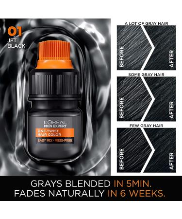 L'Oreal Paris Men Expert Jet Black Permanent Hair Color - Ammonia Free Mens Hair Dye for Gray Coverage - Easy Mix Application - 1.70 Fl Oz Kit - Buy Online on GoSupps.com