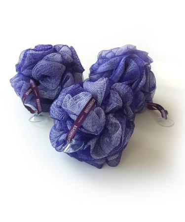 1541 London Exfoliating Bath & Shower Body Puff/Scrunchie/Buffer (Aubergine) 3 pack