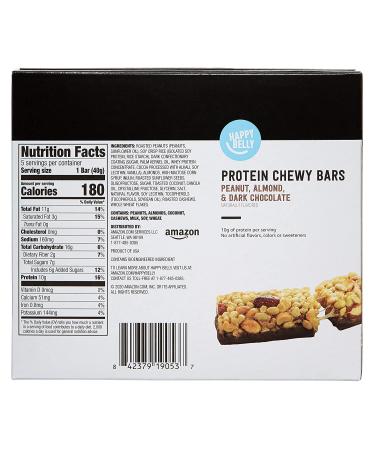 Happy Belly Protein Chewy Bars, Peanut Butter Dark Chocolate - 30 Bars - Buy Online on GoSupps.com