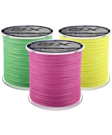 Rikimaru 8X Pro Braid Fishing Line 6LB-170LB  300yds-1000yds Fluo-Green Lemon Yellow Plum Pink Fluo-Green 50LB(0.35mm)-300Yds - Buy Online on GoSupps.com