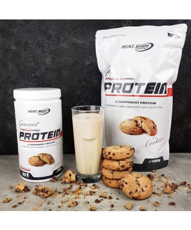 Best Body Nutrition Gourmet Premium Pro Protein Shake - 4 Protein Sources: Caseinat Whey Concentrate Isolate & Egg - 500g Cookies (1 Pack) - International Shipping Available - Buy Online on GoSupps.com