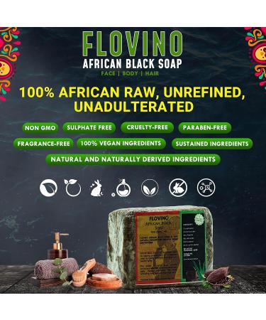 Buy Flovino Real African Black Soap 1lbs | Natural Bar Soap for Acne & Oily Skin | Clear Even Skin Tone | Best African Formulas Online - Buy Online on GoSupps.com