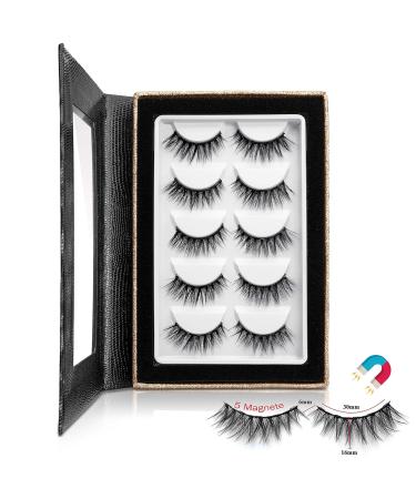 Premium Magnetic Eyelashes - 5 Pairs 5 Magnets Each 2D Drama Look | Vegan Reusable Sustainable | Luxury Collection Set with Storage Box - Buy Online on GoSupps.com