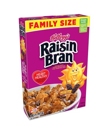 Kellogg's Raisin Bran, Breakfast Cereal, Original, Excellent Source of Fiber, Family Size, 23.5 oz Box