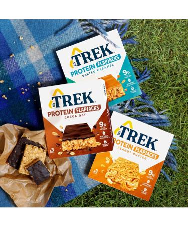 TREK High Protein Flapjack Peanut Butter - Gluten Free Vegan Snack | 16 Bars - Buy Online on GoSupps.com