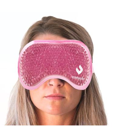 Zomaple Cooling Eye Mask - Cold & Hot Gel Compress Pack for Muscle Strain Puffy Eyes Headache Pain Relief Dark Circles Dry Eye Sinus Pressure - Adjustable Thick Straps Flexible & Reversible Mask Rose Gold