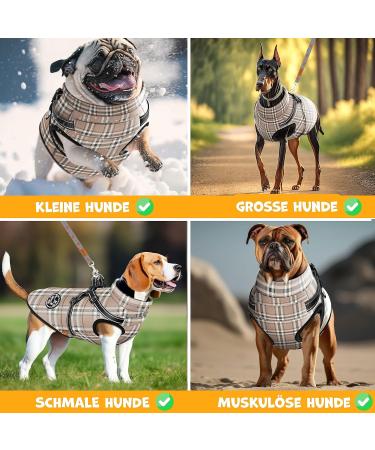 LOVPET Dog Jacket & Coat - Waterproof Padded Winter Vest with 45 Feces Bags & D-Ring - 3XL Beige - Ultimate Comfort & Safety for Dogs - Buy Online on GoSupps.com