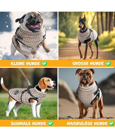 Lovpet Dog Jacket | Waterproof Padded Vest with 45 Feces Bags & Donor | Reflective Safety for Dogs | 4XL Beige Winter Coat - Buy Online on GoSupps.com