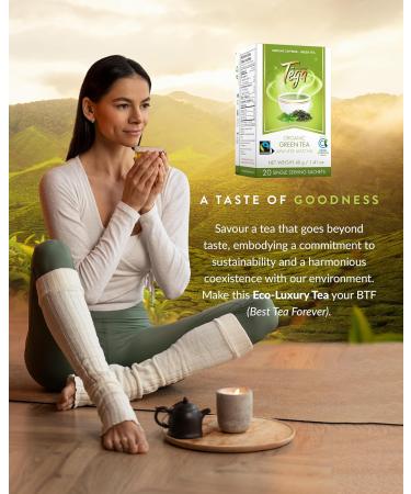 Tega Organic Sencha Green Tea With Japanese Matcha | Green Tea in Eco-Friendly Tea Bags Fairtrade Carbon Neutral Zero Sugar Medium Caffeine 20 Individually Wrapped Tea Bags (Pack of 3) Sencha Green Tea With Japanese Matcha 20 Count (Pack of 3) - Buy Online on GoSupps.com
