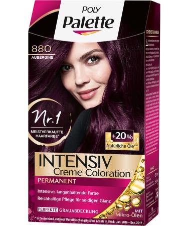 Poly Palette Intensive Cream Coloration 880 Aubergine Level 3 Pack of 3 (3 x 115 ml) Aubergine 115 ml (Pack of 3)