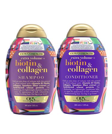 OGX Thick & Full + Biotin & Collagen Extra Strength Volumizing Shampoo + Conditioner with Vitamin B7 & Hydrolyzed Wheat Protein for Fine Hair 13 fl oz Pack of 2 - Buy Online on GoSupps.com