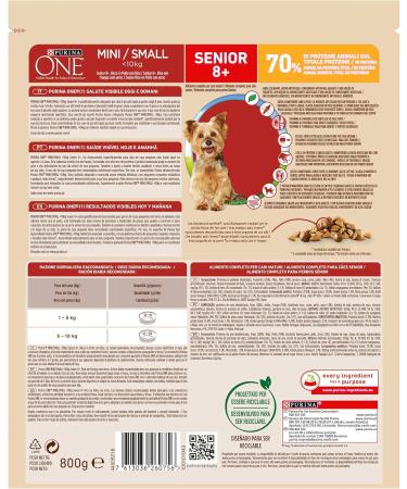 Purina ONE Mini 10 kg for Small Dogs with Dental Care with Chicken and Rice 8 Bags of 800 g - Buy Online on GoSupps.com