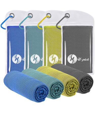 U-pick Cooling Towel(40" x 12") Soft and Breathable Chilly Towel Stay Cooling for Sports,Workout,Fitness,Gym,Yoga,Pilates,Travel,Camping & More Gold/Blue/Jade/Dark Grey