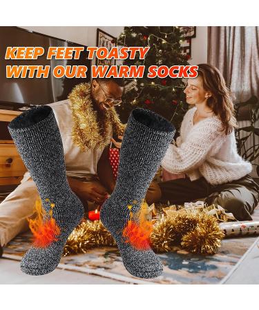 Winter Thermal Socks 2 Pairs - Hissox Unisex Ultra Thick Warm Insulated Crew Socks | 2.44 Tog for Cold Weather | Black & White Mouliner Yarn | Medium Size - Buy Online on GoSupps.com