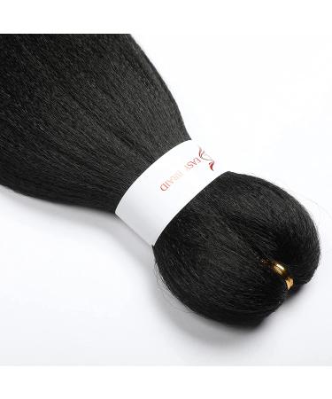 20'' Pre Stretched Natural Black Braiding Hair - Pack of 8 | Soft Yaki Texture, Hot Water Setting - Buy Online on GoSupps.com