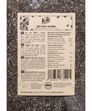 Buy KoRo Organic Chia Seeds 1 kg - Natural Superfood from Controlled Organic Cultivation - No Additives - International Shipping Available - Buy Online on GoSupps.com