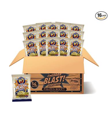 Pirate's Booty Cheddar Blast Cheese Puffs Individual Snack Size Bags Gluten Free Healthy Kids Snacks 0.75 Ounce (Pack of 16)