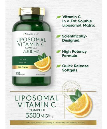 Carlyle Liposomal Vitamin C Complex | 250 Softgels | High Potency, Non-GMO & Gluten Free - Buy Online on GoSupps.com