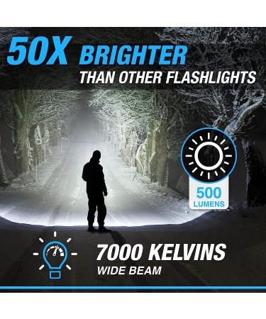 Bell+Howell Taclight Max Ultra High-Powered 500 Lumens Handheld Flashlight- Rechargeable, Water Resistant, 15 Hours Long-Lasting, 5 Modes - for Outdoor and Camping - Buy Online on GoSupps.com