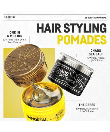 Immortal NYC The Creed Hair Pomade - Strong Hold Max Shine All Natural Water-Based - No Residue for All Hair Types - Men's Grooming Solution - Buy Online on GoSupps.com