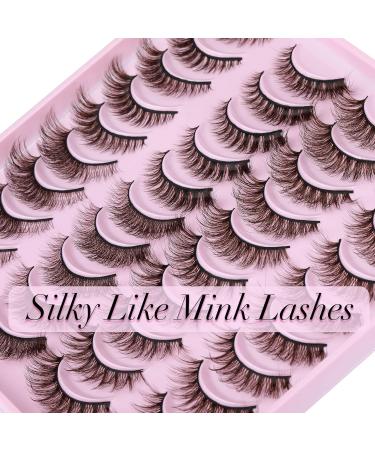 Newcally Brown Cat Eye Colored False Eyelashes - 20 Pairs 3D Wispy Faux Mink Pack, 4 Styles for Fluffy Natural Look - Buy Online on GoSupps.com