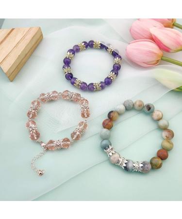Coiris 10mm Silver Plated Double Beads Caps with Rhinestone Flower Cup - 30PCS for DIY Jewelry Making (HT-1000-1) - Buy Online on GoSupps.com