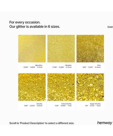 Hemway Eco-Friendly Biodegradable Glitter 100g - Vegan Cosmetic Safe Gold Sparkle for Face Eyes Body Hair Nails & Festival Makeup - Buy Online on GoSupps.com