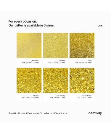 Hemway Extra Chunky Glitter 100g - Cosmetic Safe Gold Glitter for Crafts & Makeup - Buy Online on GoSupps.com