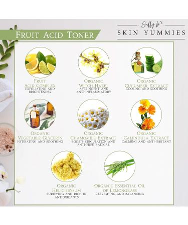 Sally B's Fruit Acid Face Toner - 5 in 1 AHA Exfoliator | Astringent Cleansing Calming & Hydrating | 4OZ - International Shipping Available - Buy Online on GoSupps.com