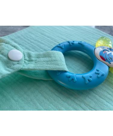 Baby Luxe 5-in-1 Mini Muslin Square Bib Toy Holder Washcloth Comforter - With Clip Attachment For Baby Bag Pacifiers Teething Toys and More (Set of 3: Yellow Mint White) 23_23_cm Yellow Mint White - Buy Online on GoSupps.com