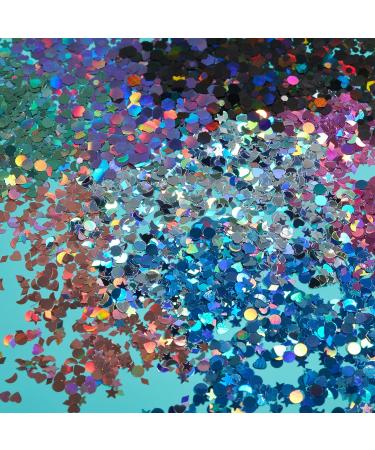Holographic Glitter Shapes by Moon Glitter 100% Cosmetic Glitter for Face Body Nails Hair and Lips - 3g - Silver - Buy Online on GoSupps.com